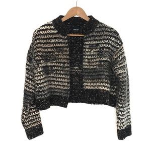 Zara knit open front cropped chunky wool blend  cardigan brown M